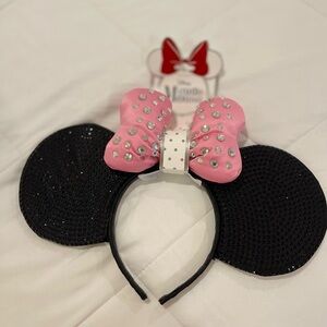 Kids Sparkly Black and Pink Mouse Ears Headband